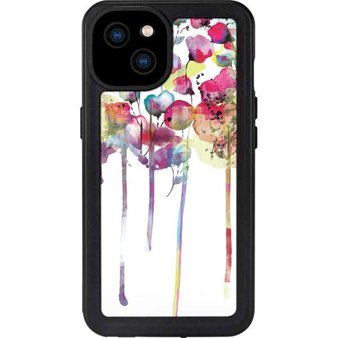 Painted Flowers iPhone 15 Plus Waterproof Case